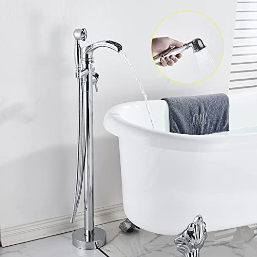 Votamuta Freestanding Tub Filler Shower Faucet System Polished Chrome Finish Waterfall Spout with Handheld Sprayer Shower Head Votamuta Freestanding Tub Filler Shower Faucet System Polished Chrome Finish Waterfall Spout with Handheld Sprayer Shower Head