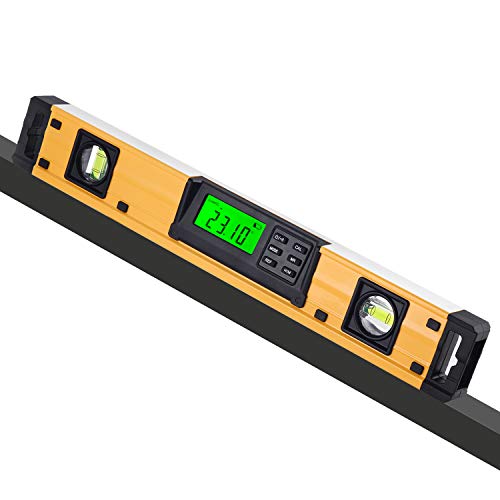 Nivel de torpedo digital URPRO de 18 pulgadas y transportador Imanes de neodimio Pantalla LCD brillante Nivel inteligente IP54 resistente al polvo/agua con bolsa de transporte