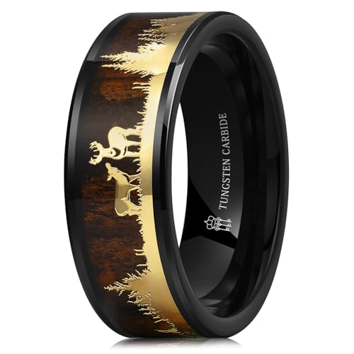 Alliances en tungstène 8 mm anneau bois de koa bijoux mixtes pour homme et femme