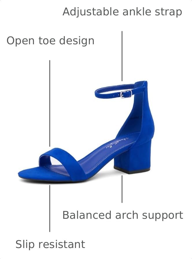 Image of Herstyle Low Block Heels for Women - 2.25 Inch Open Toe Chunky Heel Sandals with Dressy Ankle Strap for Wedding, Prom, Party & Office