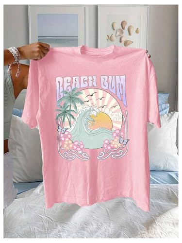 SweatyRocks Girl's Cute Graphic Tee Shirts Crew Neck Short Sleeve Casual Summer Tops3