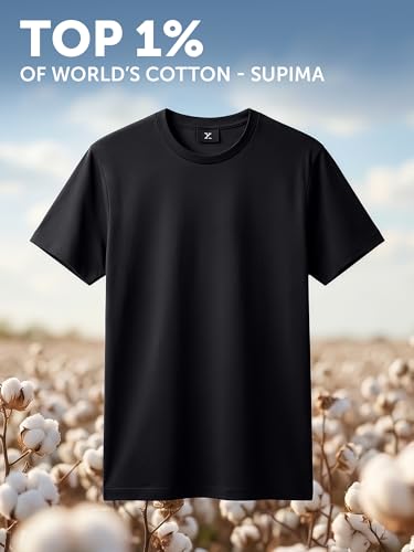 Image of XYXX Men's Iconique Solid Supima Cotton Slim Fit T-Shirt | Super Soft Half Sleeve Tshirts with Superior Colour Retention