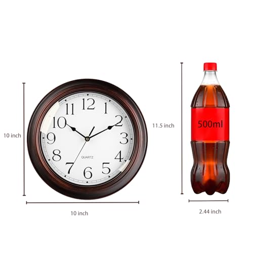 Image of KECYET Wall Clock 10 Inch Battery Operated Silent Non-Ticking Wall Clock Vintage Retro Rustic Style Decorative for Bedroom Living Room Kitchen Home Office (Bronze)