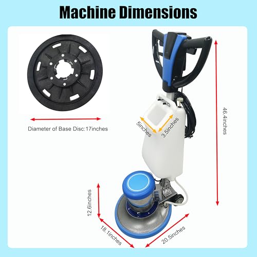 IntXanth Floor Scrubber Buffer Heavy Duty Polisher Machine Polished Waxed Refurbished Tile Scrubber Cleaner Wood Marble Cement Pavement Epoxy Rubber Carpet Blue 110V Commercial Industrial Domestic - Thumbnail 2