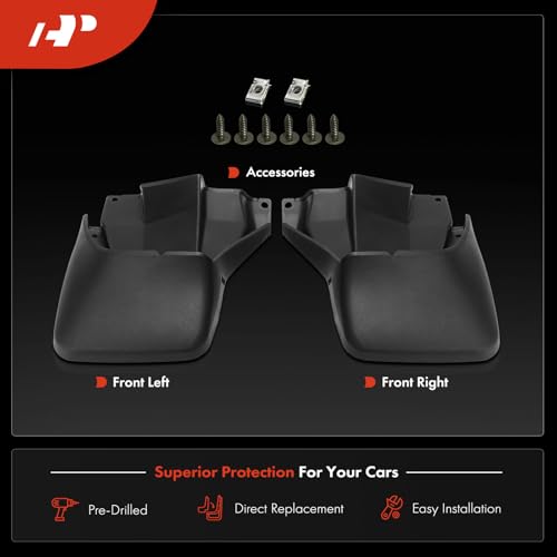 Image of A-Premium Set of 2PCS Mud Flaps Splash Guards Mudguards Mudflaps with Hardware Kits Compatible with Honda CR-V CRV 1997 1998 1999 2000 2001, Rear (Driver and Passenger Side) | Compatible with Honda CR-V 1997-2001, Set of 2 Rear Side