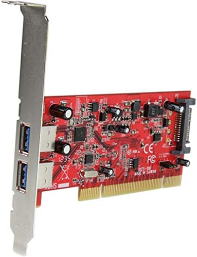StarTech.com 2 Port PCI SuperSpeed USB 3.0 Adapter Card with SATA Power - Dual Port PCI USB 3 Controller Card (PCIUSB3S22)