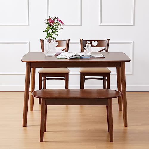 Livinia Aslan 47" Wooden Dining Table/Mid Century Modern Malaysian Oak Kitchen Table (Walnut) Table Only #TOP5