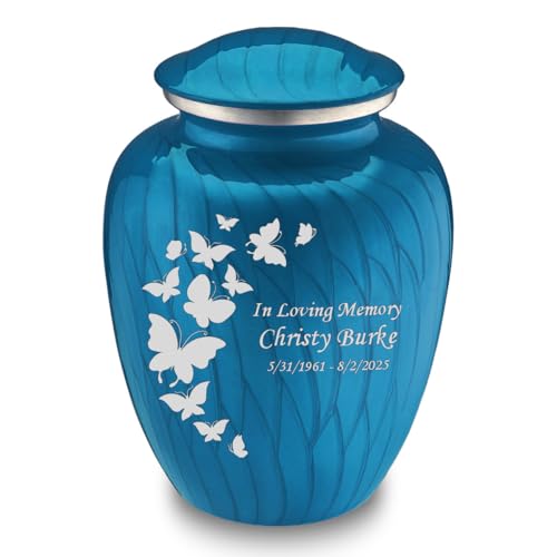 Image of Geturns Embrace Adult Custom Butterfly Cremation Urns for Human Ashes I Pearl Racing Blue Large Funeral Urn for Female and Male I 200 lbs (Pearl Racing Blue)