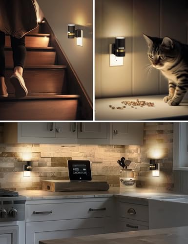 Image of L LOHAS LED Motion Sensor Night Light Plug in, 3000K Soft White, 2 Pack | Night Lights Plug into Wall with Adjustable Brightness, 1W Energy-Saving Nightlight for Bathroom Bedroom Kitchen Hallway