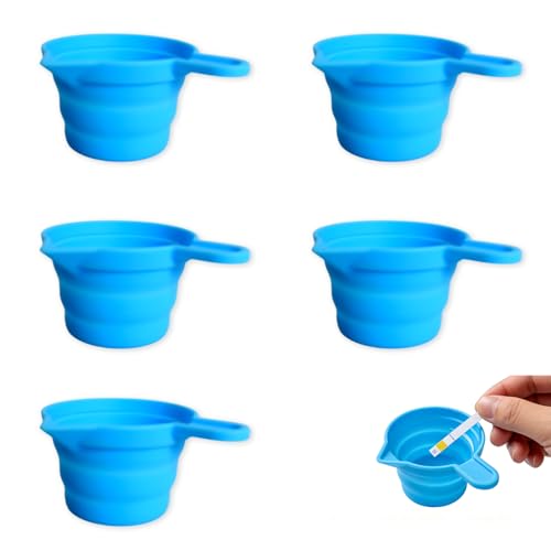 Kaiyzo Lot de 5 Gobelets à Urine Pliables en Silicone, Bouteilles et Récipients de Collecte D'urine Réutilisables, Bleu