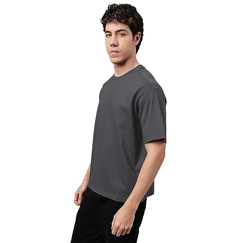 Image of Free Authority Loose Fit Solid Black Tshirt for Men