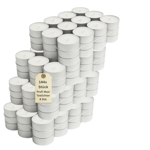 Teelichter XXL | 8 Std | weiß ohne Duft - Großpackung 36-144 Stk. |...