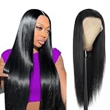 Beauty Queen 16A Straight Lace Front Wigs Human Hair Pre Plucked 13x4 Transparent HD Lace Frontal Straight Wigs Human Hair 180 Density Remy Thick Glueless Wigs for Women Natural Black 18 Inch