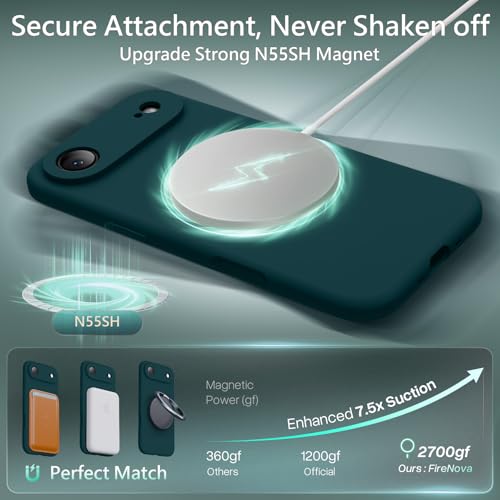 Image of FireNova Magnetic for iPhone Air Case, Compatible with MagSafe, [Integrated Silicone Camera Control Button] [Camera Protection] Microfiber Lining Phone Case for iPhone 17 Air, 6.5 inch, Teal