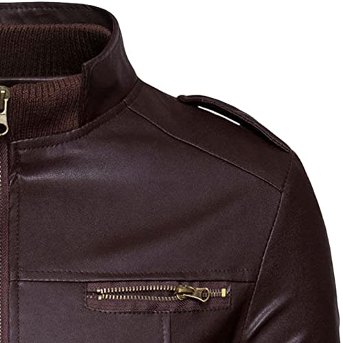 Chaqueta de Cuero para Hombre Estilo Motociclista Ligera miniatura 4
