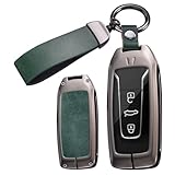 Ontto 3-Button Key Fob Cover Fit For Honda Smart Remote Key,Leather Key Protector Car Key Housing For Accord Civic CRV HRV Pilot Odyssey Passport Intelligent Key Blue