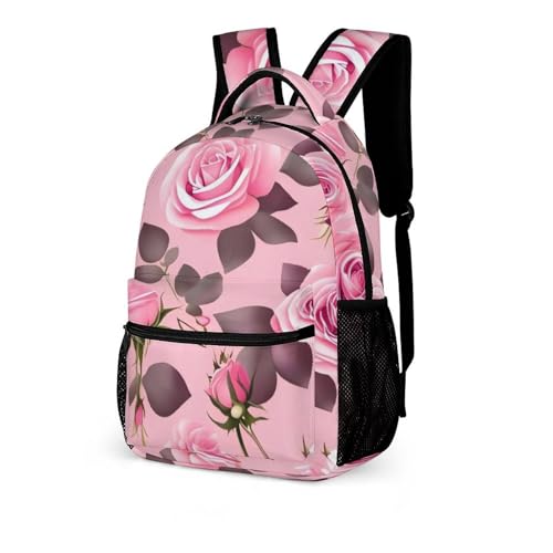 Pretty Roses Backpack for Travel, Ultra Durable Small Bookbag Lightweight Daypack for Women Men4