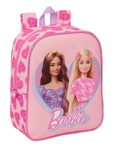 Safta BARBIE LOVE - Mochila Infantil, Mochila Niño, Mochila Escolar, Adaptable a Carro, Ideal para Guardería, Cómoda y Versátil, Calidad y Resistencia, 22x10x27 cm, Color Rosa
