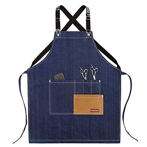 fayengan Carpenters Apron,Workshop Tool Apron, Heavy Duty Waxed Canvas Work Apron Welding Apron, Work Apron (Color : Blue, Size : X-Large)