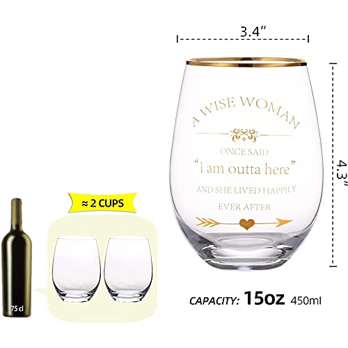 Momrntail Retirement Gifts For Women 2023-15 Ounce Wine Glasses Water Tumbler Juice Cup Coworker Leaving Gifts, Farewell Gifts, Goodbye Gift For Women A Wise Woman Once Said I'm Outta Here #TOP1