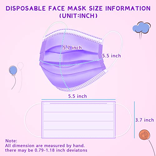 Rasav Kids Disposable Face Masks 100Pcs,3 Ply Kids Masks Disposable Breathable Colourful Cute Face masks for Children, Girls & Boys