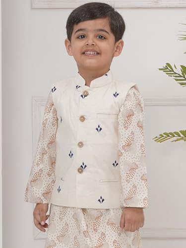 Boys Mandarin Collar Nehru Jacket. (BNJ50060304) (Off-White) (03-04 Years)2