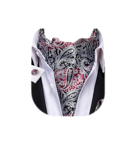 Image of Dubulle Paisley Floral Ascot for Men Self Tie Mens Cravat and Pocket Square Cufflinks Wedding