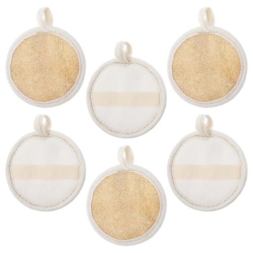 LIQWEI 6 almohadillas exfoliantes de luffa para la cara, esponja de luffa para el cuidado de la piel, esponja exfoliante para la cara, esponja de lufa para hombres, mujeres, ducha, baño, spa, limpieza