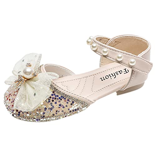 Summer Children Girls Sandals Flat Bottom Lightweight Sequin Ribbon Bow Pearl Hook Loop Dress Dance Jelly Baby Sandals