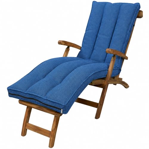 bananair - Coussin Bain de Soleil Déhoussable et Confortable en Mousse, Épaisseur 15 cm, Matelas Transat pour Jardin Extérieur, 190x60x15 cm, Bleu