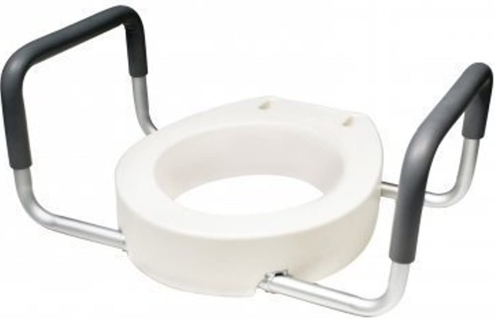 Graham-Field 6482R-2 Lumex Round Raised Toilet Seat with Removable Armrests, 3.5", Pack of 2