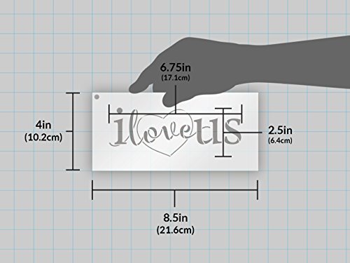 I Love Us Stencil With Heart By Studior12 | Reusable Mylar Template | Use For Painting Signs On Pallets Wood Pillows - Diy Home Decor, Weddings, Valentine, Romance - Choose Size (8.5" X 4") #TOP2