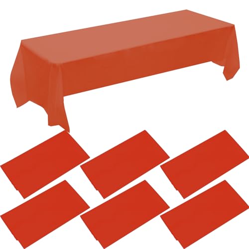 Lot de 6 nappes rouges | 137,2 x 274,3 cm | nappes en plastique jetables pour fêtes, Noël, mariage, fêtes d'anniversaire