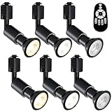 LVWIT ダクトレールライト LEDスポットライト E26口金 LED電球付き 調光調色 消費電力6W（40W形相当） リモコン付き 遠隔操作 ビーム電球 ライティングレール 天井照明 角度調節可能 昼光色 昼白色 電球色 常夜灯 ブラック 6個セット（電池別売）