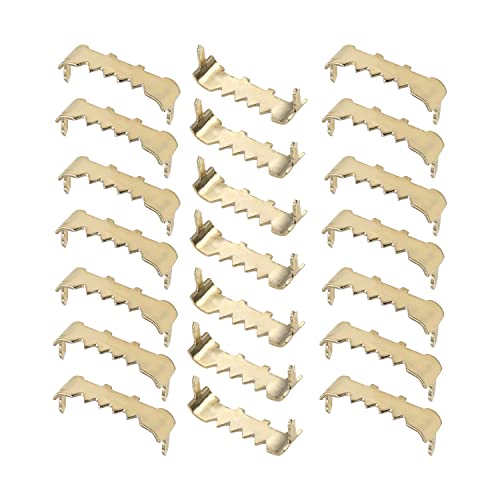 Image of MroMax 200PCS No Nail Sawtooth Picture Hangers 1.02 inch Nailess Zinc Plated for Hard and Soft Wood Frames Hanging Gold
