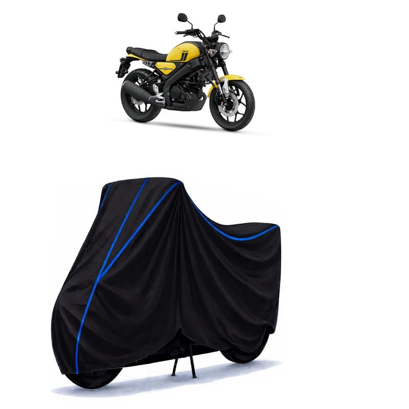 Image of XSR 125 Bike Cover Water Resistant Universal Motorcycle Rain | Heavy Duty UV Protection, Dust, Scratch Indoor Outdoor All Weather with Black Blue Piping Elastic