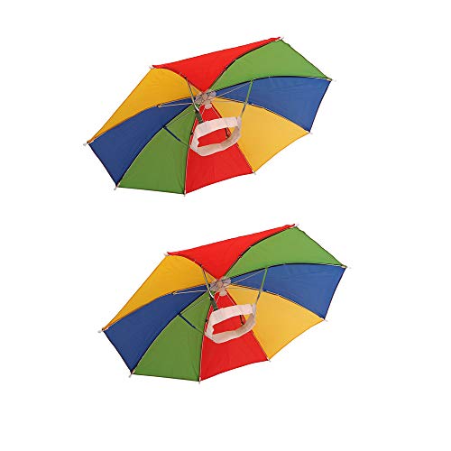 UROOJ Umbrella Hat, Hands Free, Rainbow Colorful, Adjustable Elastic