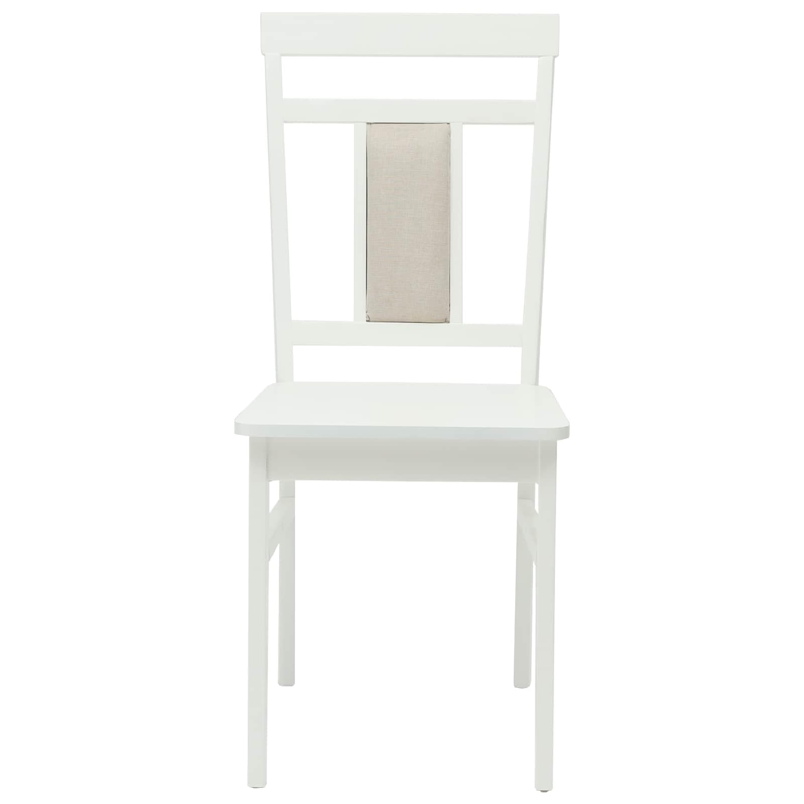 Silla de comedor de 2 piezas de madera maciza de goma blanca con cojín acolchado para comedor, cocina, salón, marco de madera estable, respaldo cómodo, versátil para oficina, sala de espera