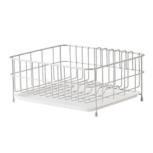 BOCbco Single-Layer Kitchen Dish Drainer Rack, Fruit and Vegetable Drain Basket, Household Dish Drying Rack with Drip Tray