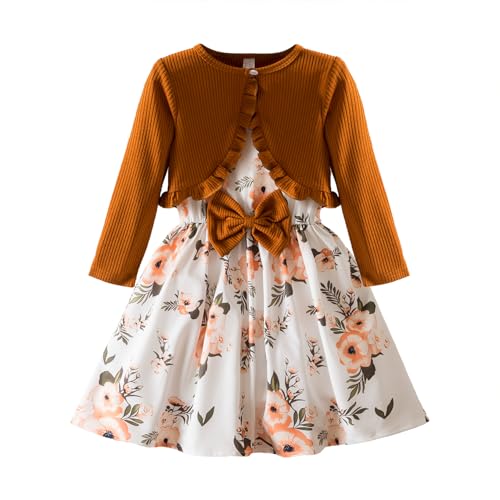 HNXDYY Toddler Girl Sleeveless Dress and Cardigan Set