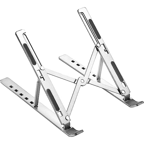 Image of Laptop Stand for Desk, Adjustable Laptop Riser with Storage Bag, Non-Slip Silicone Pads, 6 Eye Levels, 10 inch to 15.6 inch, Aluminum MacBook Stand, Foldable Laptop Holder