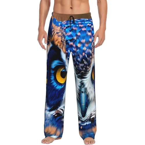 Pantalon de pyjama homme Bleu Hibou 1 en tissu léger et respirant pour la nuit