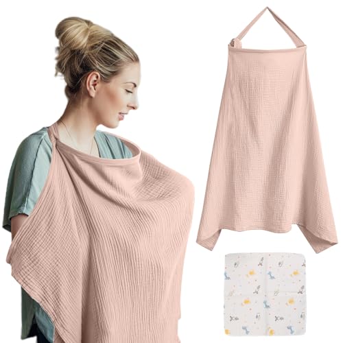 VEGCOO Couverture Allaitement Bébé, Couvertures d'allaitement, Tablier Allaitement Bebe et Serviette de Salive, Cache Allaitement Écharpe pour Mamans, Coton Douce...