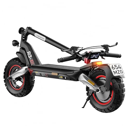E Scooter mit Straßenzulassung 10 Zoll Offroad-Reifen 500W Motor | MAX 80Km Reichweite | Bequeme Dämpfung & Blinker (EMark) | App-Steuerung E Roller für Erwachsene
