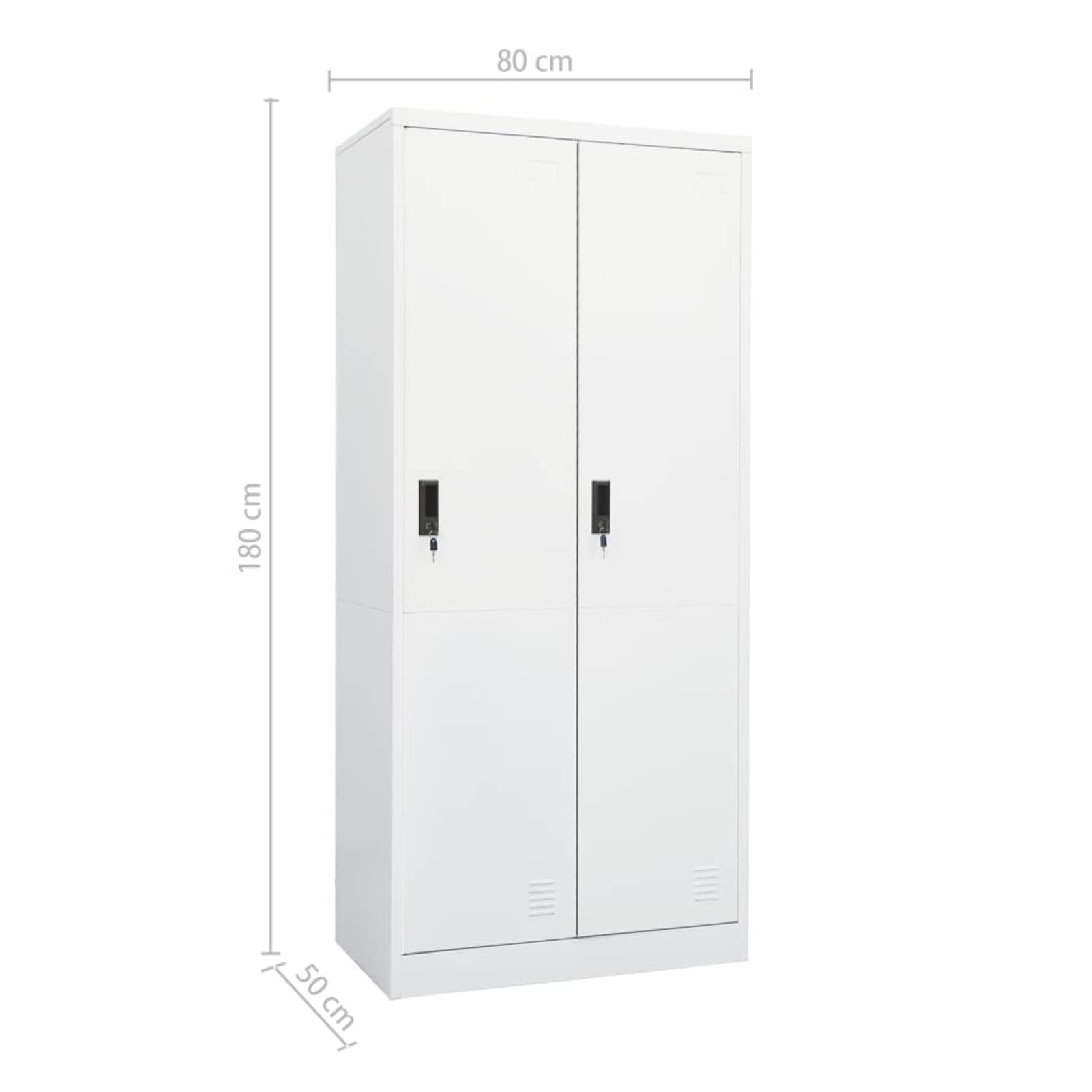 Festnight Armadietto Spogliatoio, Armadio in Metallo, Armadietto con Chiave, in Acciaio Bianco 80x50x180 cm