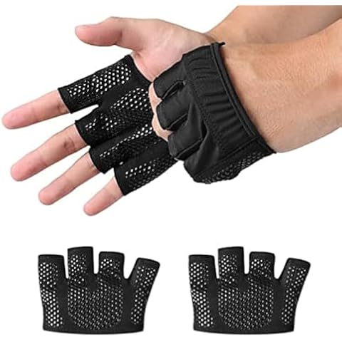 Fitness Exercise Gloves, Silicone Non-slip Four Finger Weightlifting Protection Gloves, Men Women Callus Guard Workout Grip Gloves, Protect for Power Cross Training Lifting Hanging Cycling Yoga (S) Cover