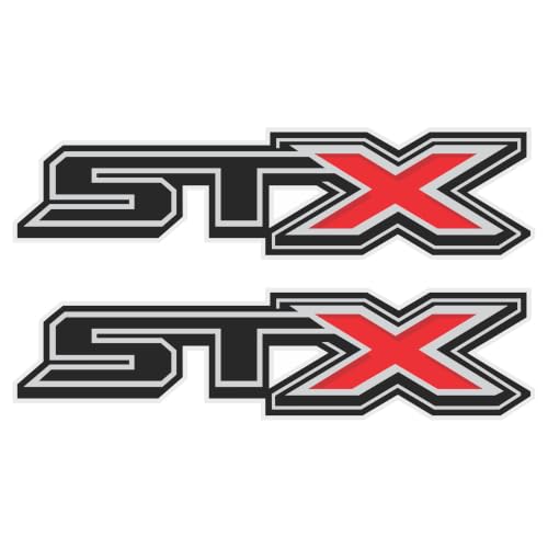 Image of GOLD HOOK STX Decals Compatible with Ford F-150 2017-2026 - Diamond Series - Black & Red Diamond Finish - Set of 2