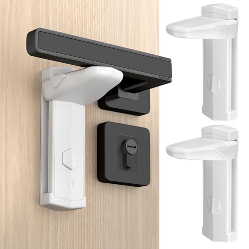 REDTRON Serrure de Porte à Levier, 2 Pièces Serrures de Sécurité pour Bébés avec Adhésif 3M, Verrou à l'Épreuve des Enfants pour Tout-Petits Chambre...
