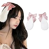 ウサ耳 lolita ロリータ かわいい 兎耳 ヘアピン 髪飾り 小道具 うさぎ垂れ耳 ハロウィン 仮装 (ピンク)