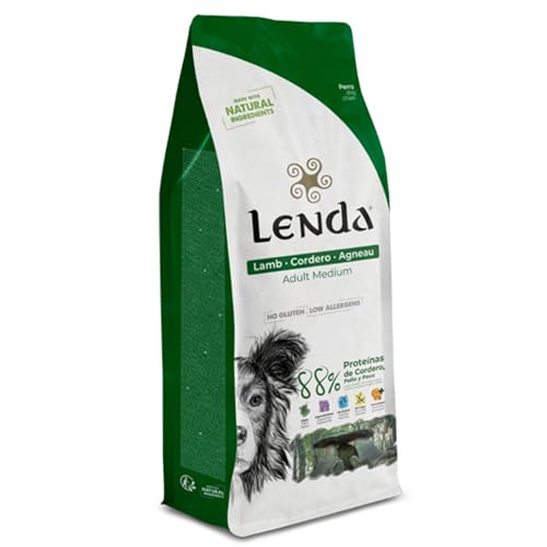 Lenda Lamb 12 KG - Pienso para Perros Rico En Cordero | Alimento Completo Natural para Perros Jóvenes y Adultos de Todas Las Razas | Comida para Mascotas Completa y Equilibrada